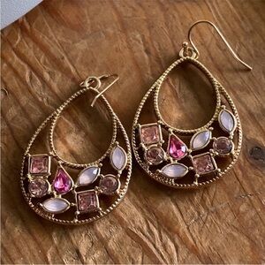 Elegant Gold and Pink Crystal Earrings